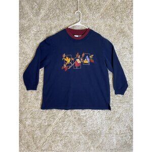 Vintage Bobbie Brooks Floral Flower Graphic Sweatshirt 1990s Grandma Blue